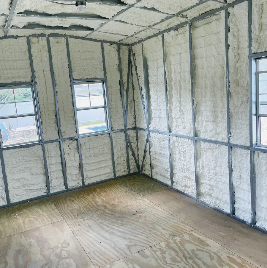 Closed-cell spray foam insulation applied to wall cavities in a residential project in Tehaleh